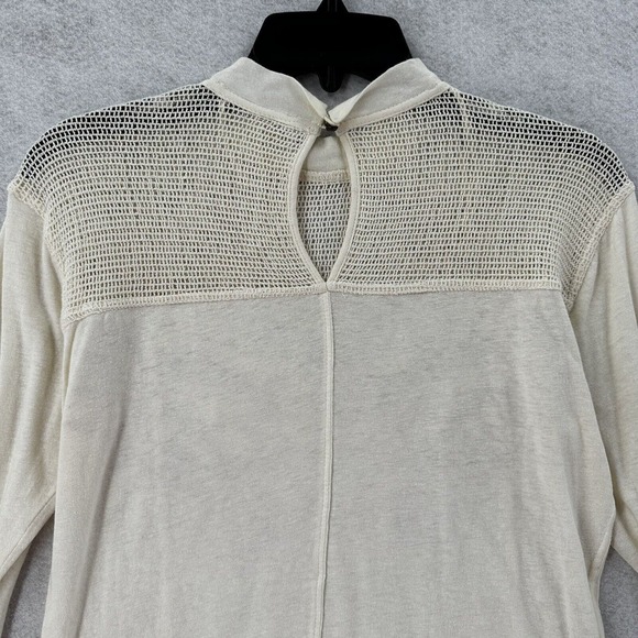 Free People‎ Primrose Top Womens SMALL Cream Ivory Mesh Floral Applique - Picture 8 of 14